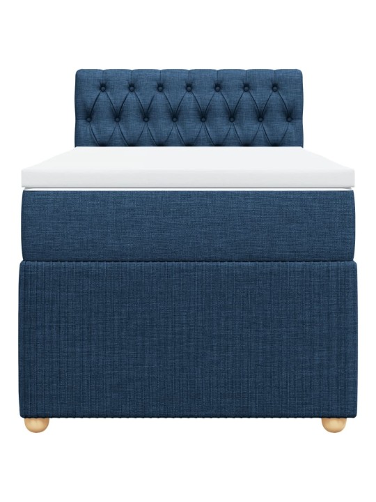 Box spring postel s matrací modrá 90x200 cm textil