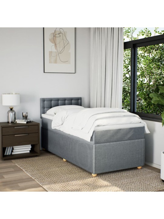 Box spring postel s matrací světle šedá 90x200 cm textil