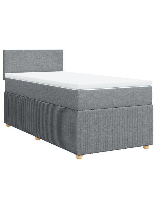 Box spring postel s matrací světle šedý 100 x 200 cm textil