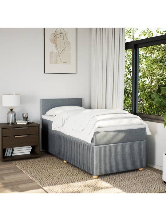 Box spring postel s matrací světle šedý 100 x 200 cm textil