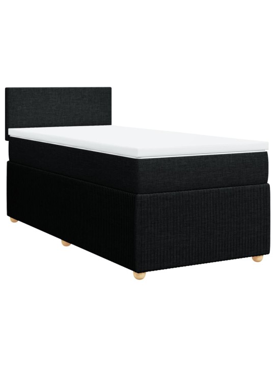 Box spring postel s matrací černá 100 x 200 cm textil