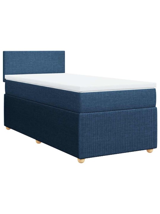 Box spring postel s matrací modrá 100 x 200 cm textil