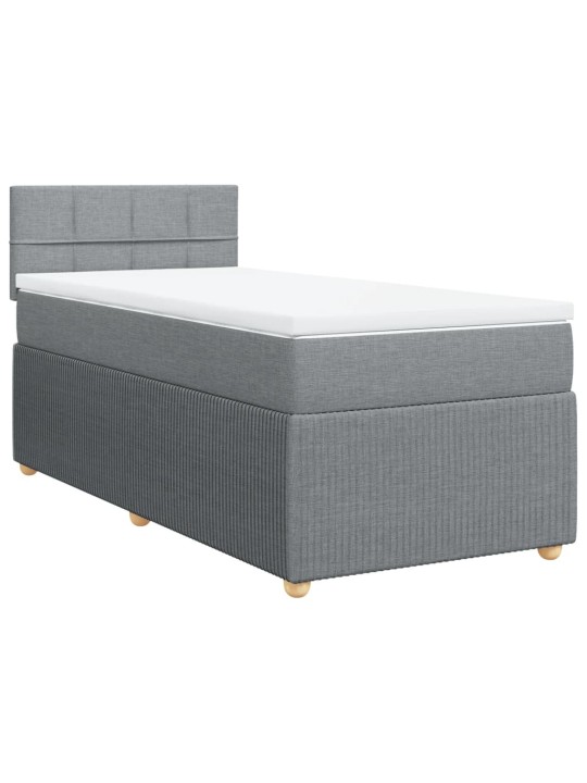 Box spring postel s matrací světle šedý 100 x 200 cm textil