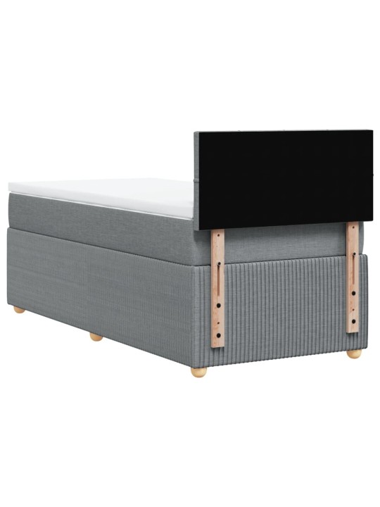 Box spring postel s matrací světle šedý 100 x 200 cm textil