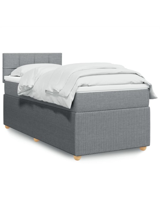 Box spring postel s matrací světle šedý 100 x 200 cm textil