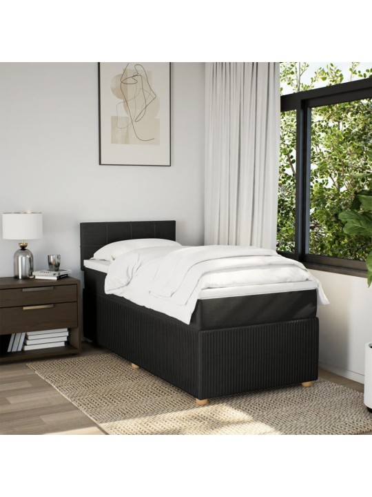 Box spring postel s matrací černá 100 x 200 cm textil