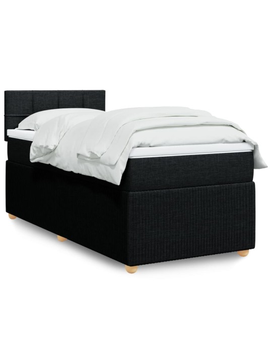 Box spring postel s matrací černá 100 x 200 cm textil