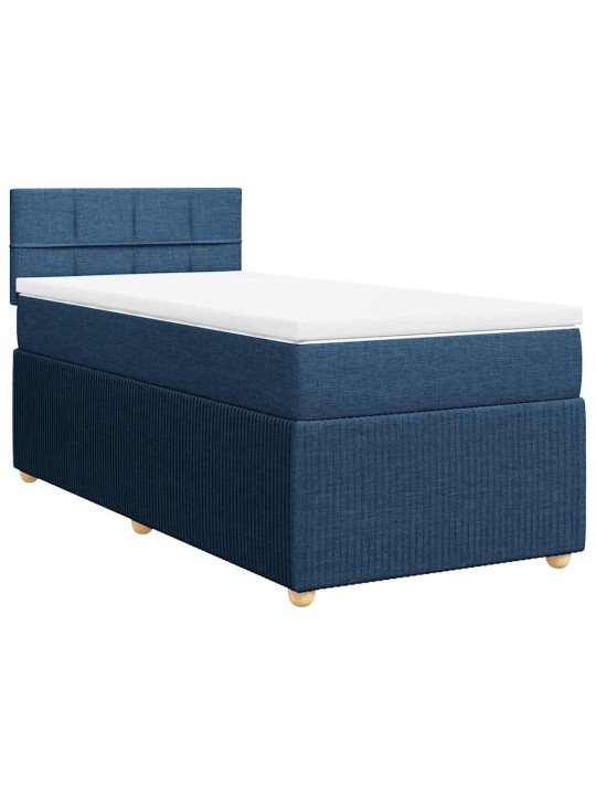 Box spring postel s matrací modrá 100 x 200 cm textil