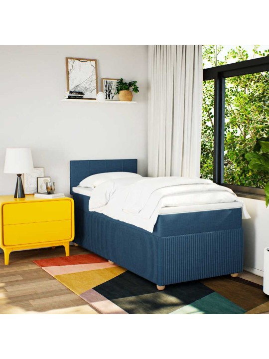 Box spring postel s matrací modrá 100 x 200 cm textil