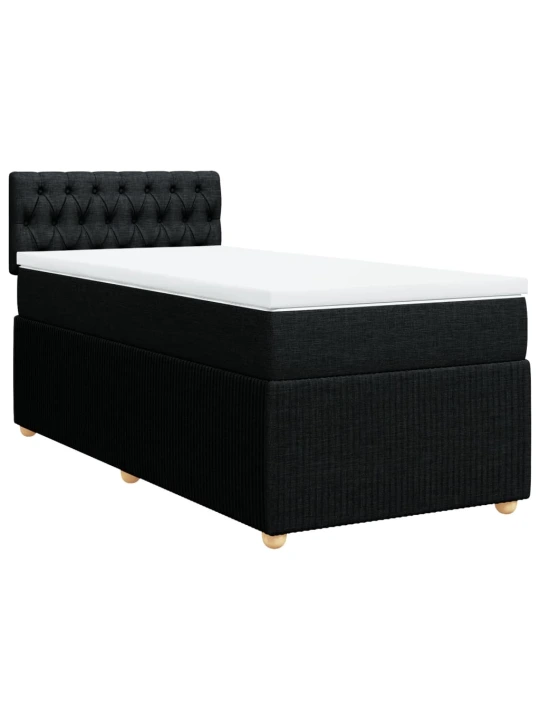Box spring postel s matrací černá 100 x 200 cm textil