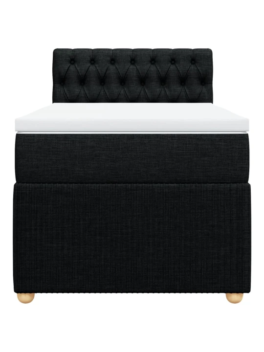 Box spring postel s matrací černá 100 x 200 cm textil