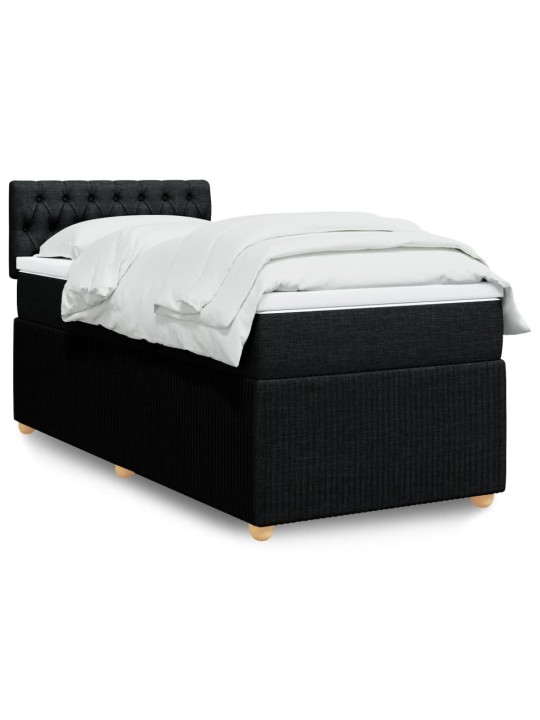 Box spring postel s matrací černá 100 x 200 cm textil