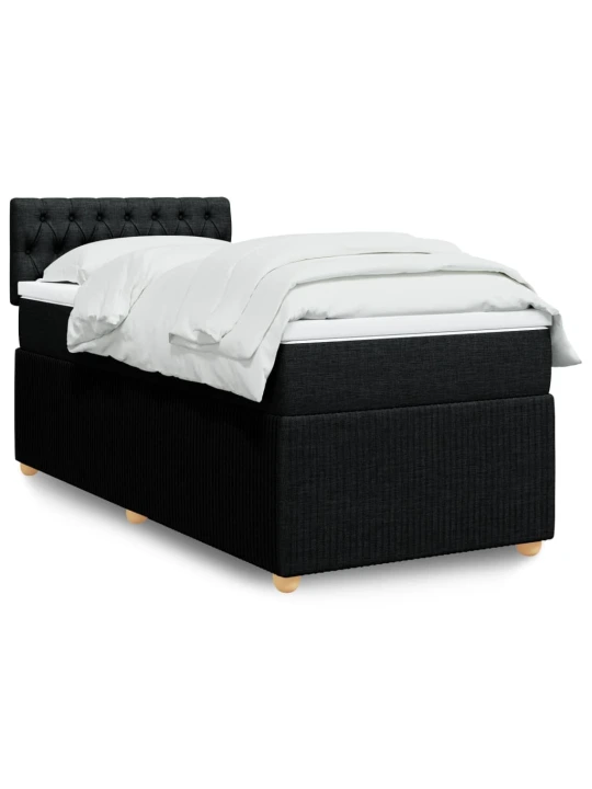 Box spring postel s matrací černá 100 x 200 cm textil