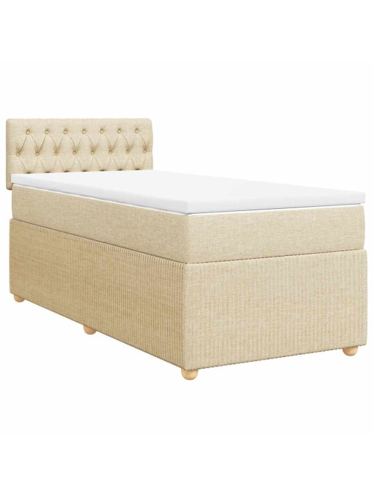 Box spring postel s matrací krémová 100 x 200 cm textil