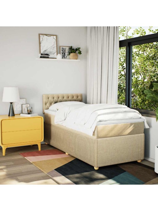 Box spring postel s matrací krémová 100 x 200 cm textil