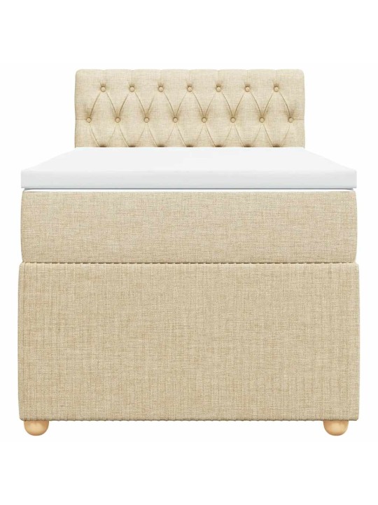 Box spring postel s matrací krémová 100 x 200 cm textil