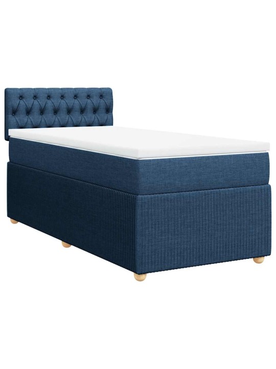 Box spring postel s matrací modrá 100 x 200 cm textil