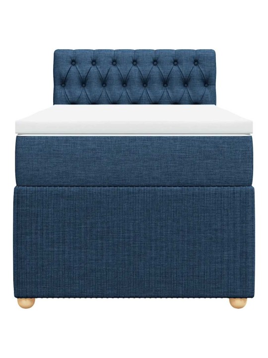Box spring postel s matrací modrá 100 x 200 cm textil