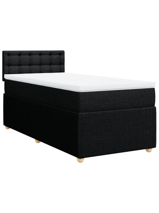 Box spring postel s matrací černá 100 x 200 cm textil