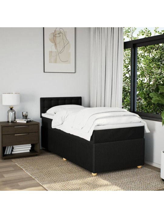 Box spring postel s matrací černá 100 x 200 cm textil