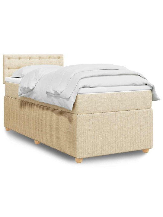 Box spring postel s matrací krémová 100 x 200 cm textil