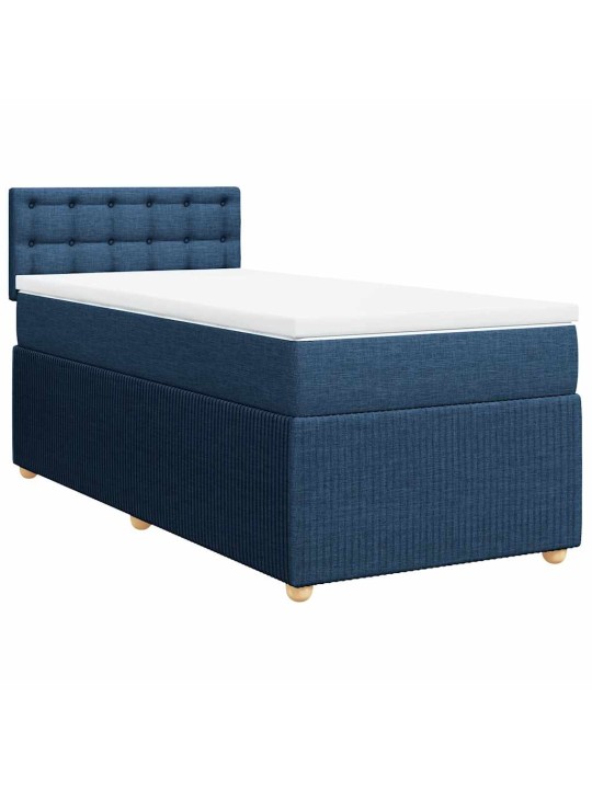 Box spring postel s matrací modrá 100 x 200 cm textil