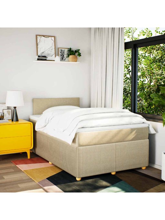 Box spring postel s matrací krémová 120x190 cm textil