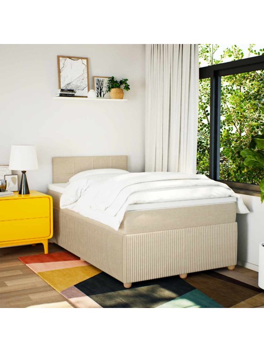 Box spring postel s matrací krémová 120x190 cm textil