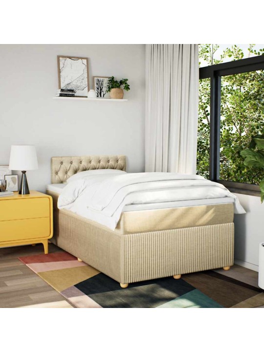 Box spring postel s matrací krémová 120x190 cm textil