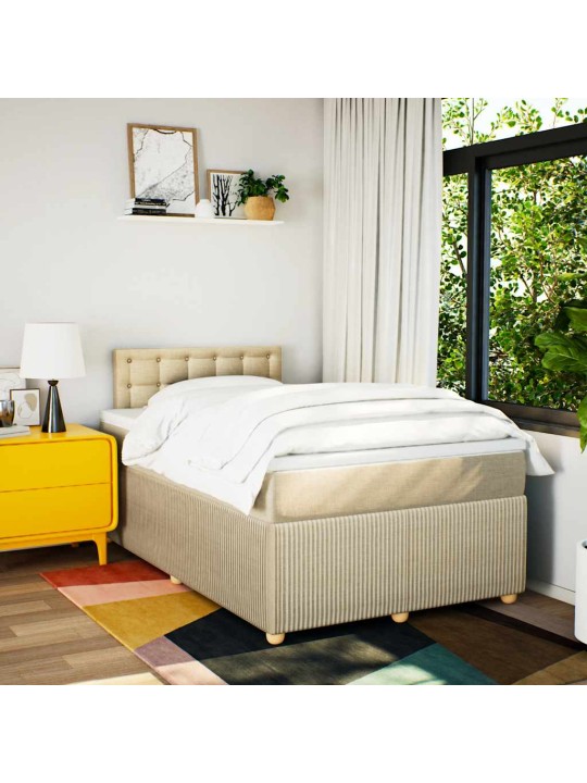 Box spring postel s matrací krémová 120x190 cm textil