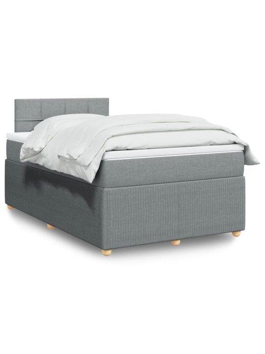 Box spring postel s matrací světle šedá 120 x 200 cm textil