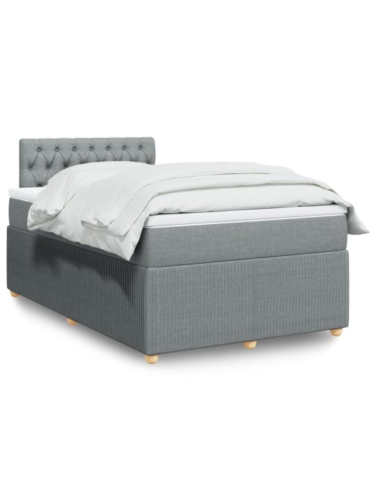 Box spring postel s matrací světle šedá 120 x 200 cm textil