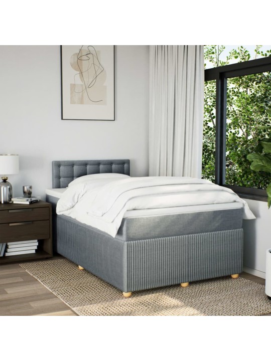 Box spring postel s matrací světle šedá 120 x 200 cm textil