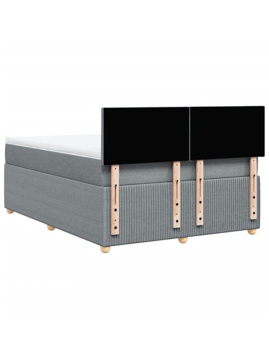 Box spring postel s matrací světle šedá 140 x 190 cm textil