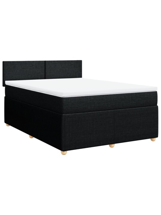 Box spring postel s matrací černá 140 x 190 cm textil