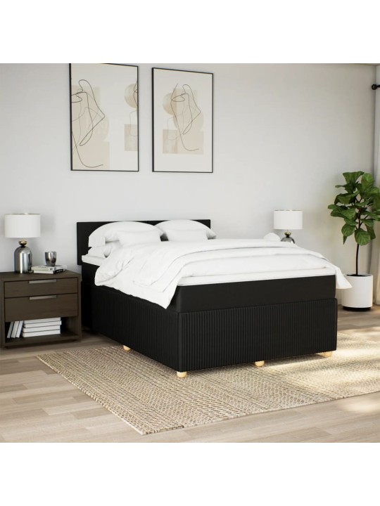 Box spring postel s matrací černá 140 x 190 cm textil