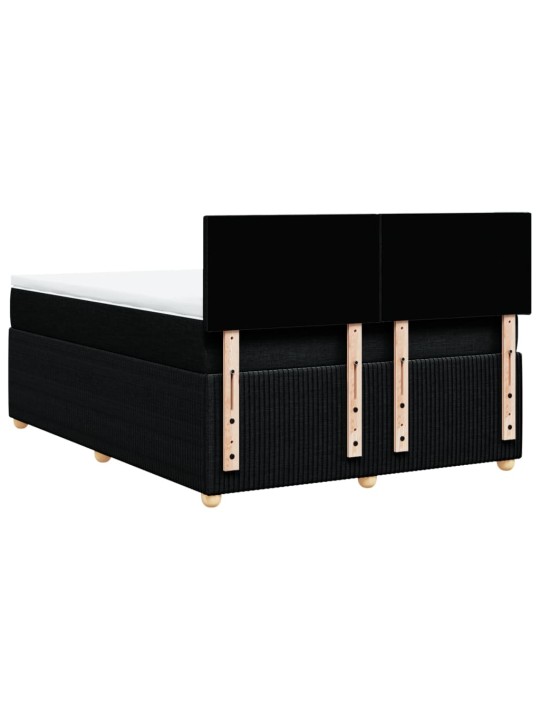 Box spring postel s matrací černá 140 x 190 cm textil