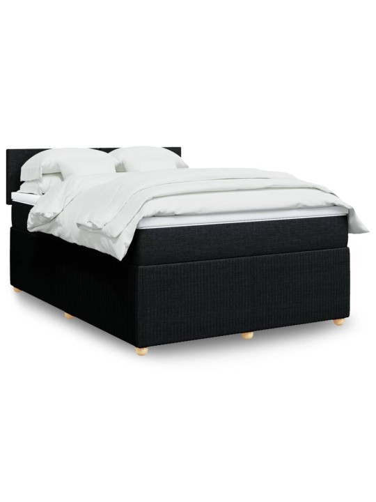 Box spring postel s matrací černá 140 x 190 cm textil