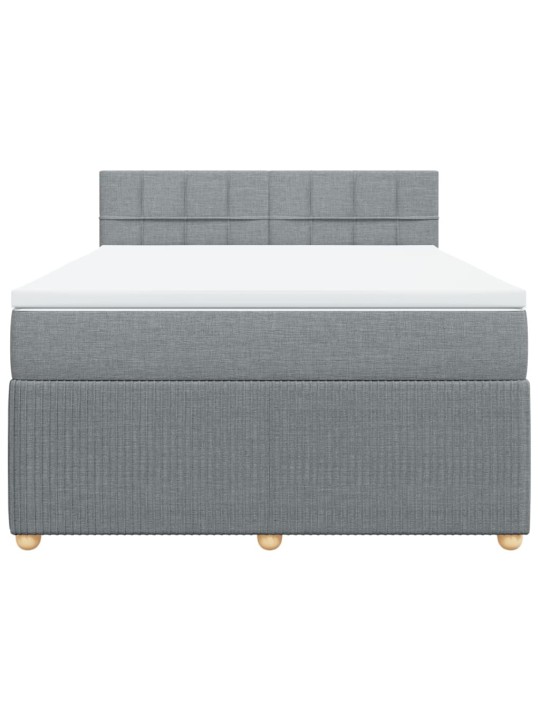 Box spring postel s matrací světle šedá 140 x 190 cm textil