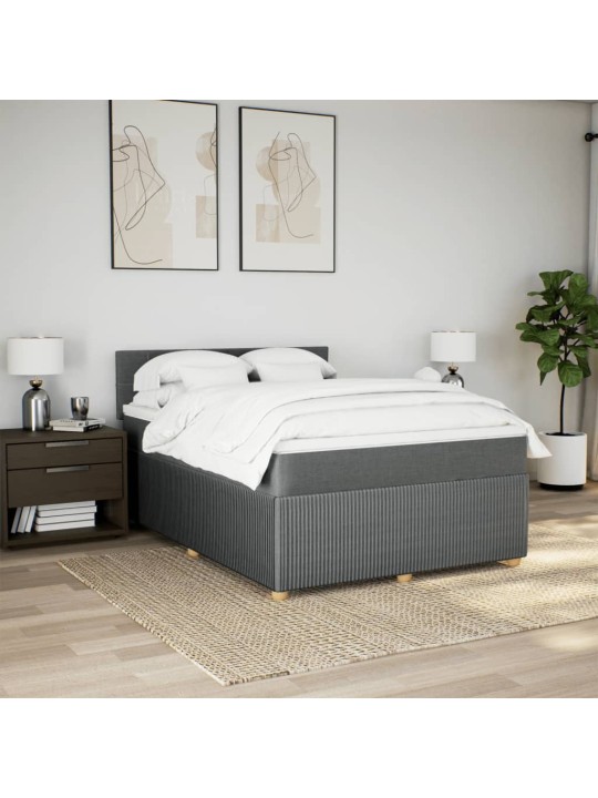 Box spring postel s matrací tmavě šedý 140 x 190 cm textil