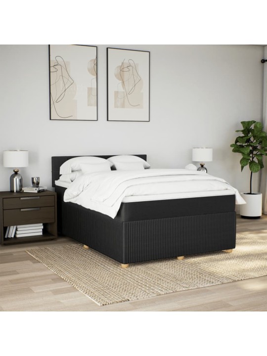Box spring postel s matrací černá 140 x 190 cm textil