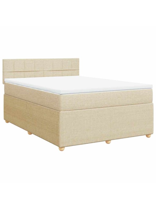 Box spring postel s matrací krémová 140x190 cm textil