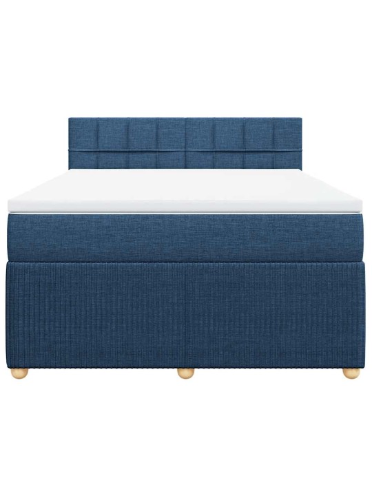 Box spring postel s matrací modrá 140x190 cm textil