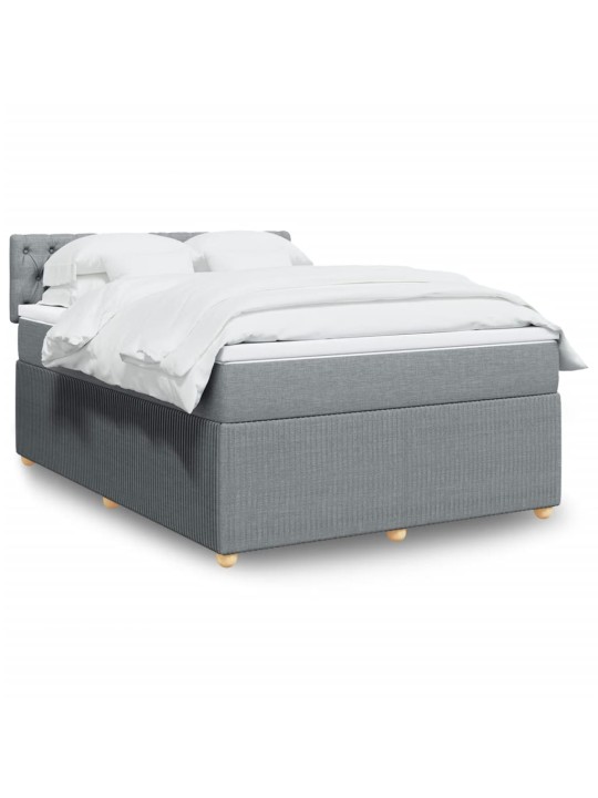 Box spring postel s matrací světle šedá 140 x 190 cm textil