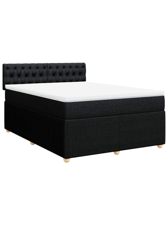Box spring postel s matrací černá 140 x 190 cm textil