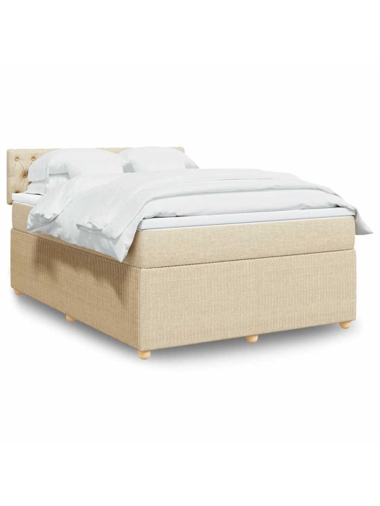 Box spring postel s matrací krémová 140x190 cm textil