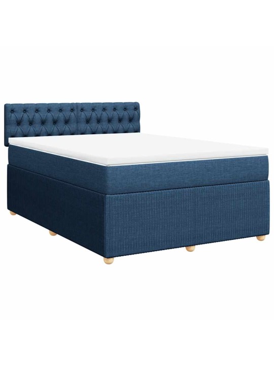 Box spring postel s matrací modrá 140x190 cm textil