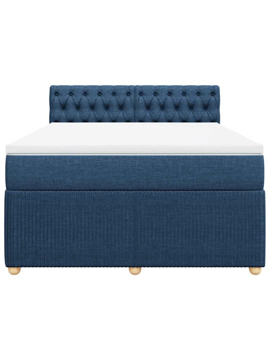 Box spring postel s matrací modrá 140x190 cm textil