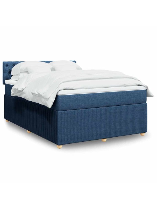 Box spring postel s matrací modrá 140x190 cm textil