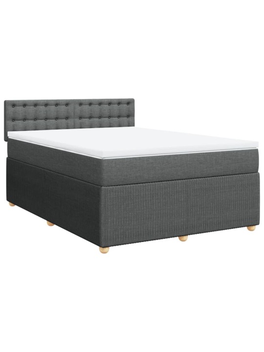 Box spring postel s matrací tmavě šedý 140 x 190 cm textil
